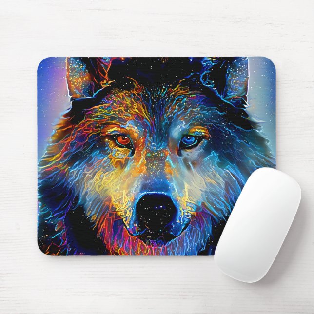 Mystical Spirit Wolf Mouse Pad (With Mouse)