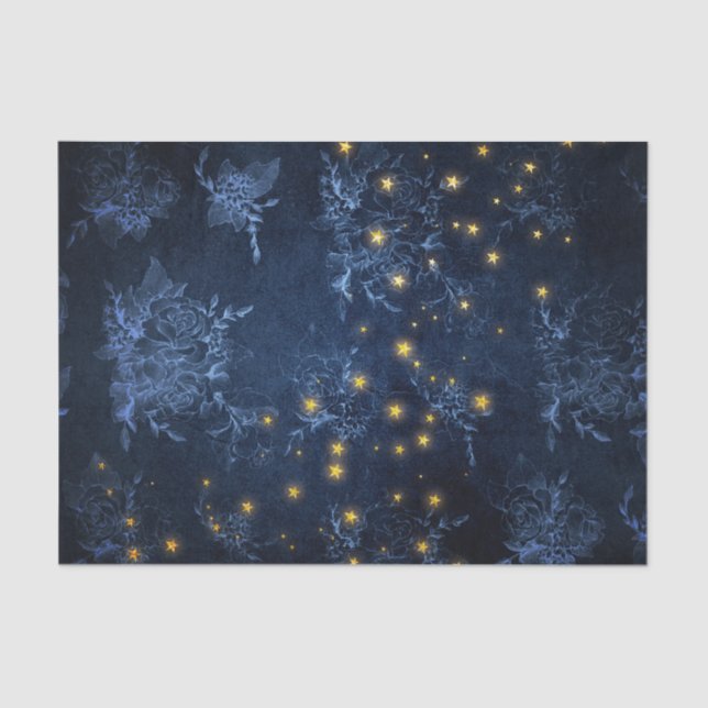 Mystical Stars Vintage Rose Pattern Tissue Paper (Front)