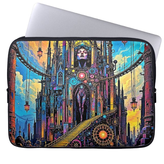 Mystical Steampunk Cathedral Laptop Sleeve (Front)