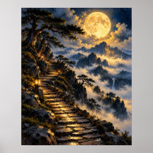 Mystical Stone Path Mountain Moon