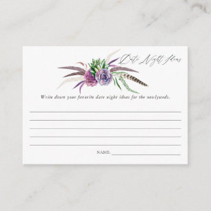 Mystical Succulents Bridal Shower Date Night Ideas Enclosure Card