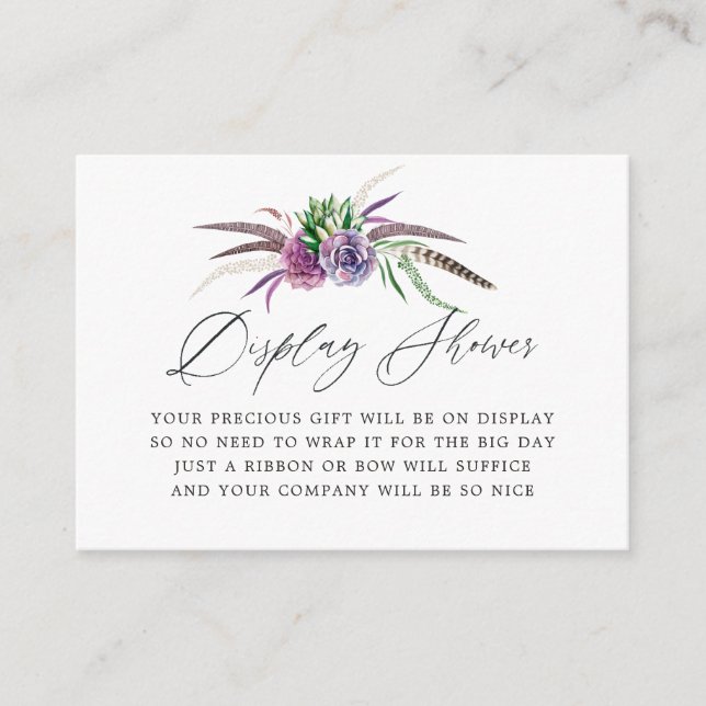 Mystical Succulents Bridal Shower Display Shower Enclosure Card (Front)