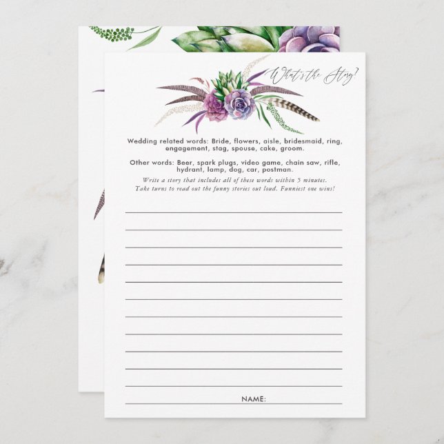 Mystical Succulents Bridal Shower Game Invitation (Front/Back)