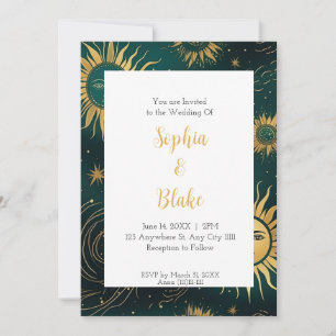 Mystical Sun Cosmic Celestial Wedding Invitation
