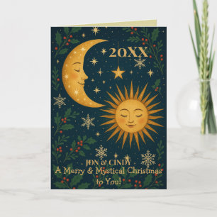 Mystical Sun & Moon Custom Christmas Card