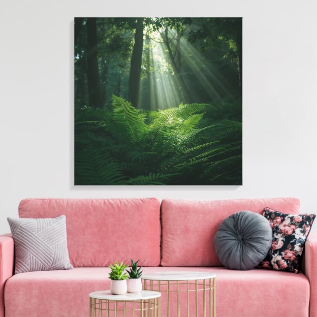 Mystical Sunlight Through Forest Trees Wall Art  (Insitu(LivingRoom))