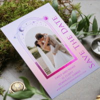 Mystical Sunset Pink Celestial Wedding Photo