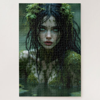 Mystical Swamp Goddess in Green Waters Muse Jigsaw Puzzle