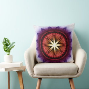 Mystical symbolic fractal pattern throw pillow