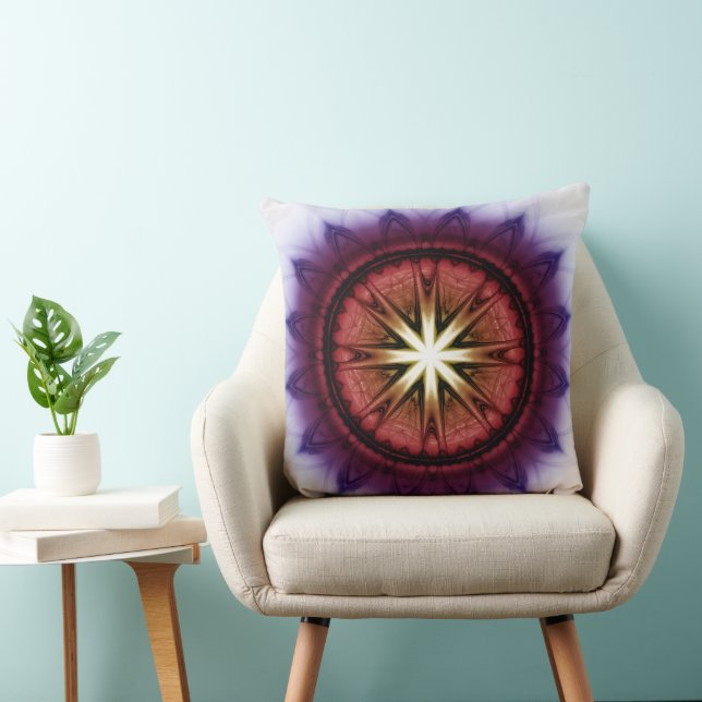 Mystical symbolic fractal pattern throw pillow (Chair)