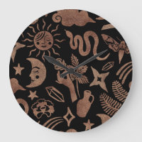 Mystical symbols: snake, sun, moon.