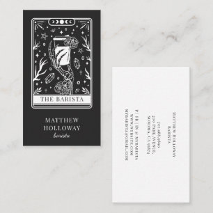 Mystical Tarot Charcoal Grey Barista Business Card