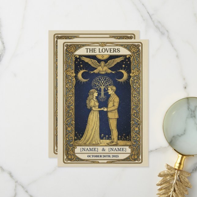 Mystical Tarot Wedding Invitation – Custom ‘The Lo (Devant/Arrière en situation)