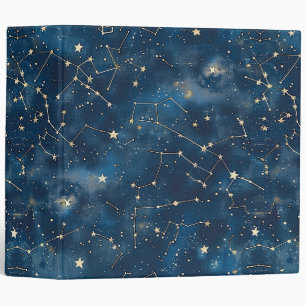 Mystical Teal Gold Cosmic Stars Nebula Binder