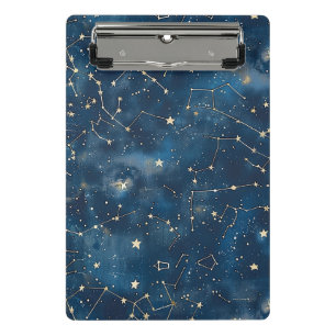 Mystical Teal Gold Cosmic Stars Nebula Mini Clipboard