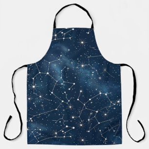 Mystical Teal White Cosmic Stars Nebula Apron