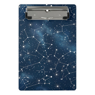 Mystical Teal White Cosmic Stars Nebula Mini Clipboard