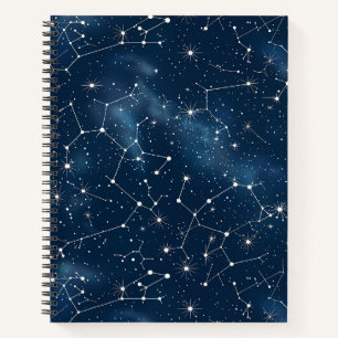 Mystical Teal White Cosmic Stars Nebula Notebook