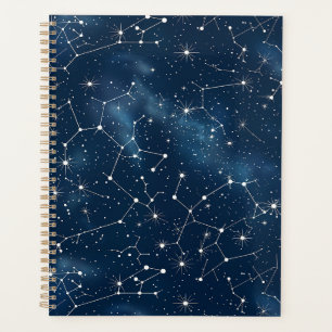 Mystical Teal White Cosmic Stars Nebula Planner