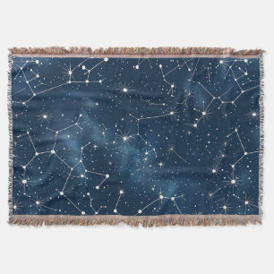 Mystical Teal White Cosmic Stars Nebula Throw Blanket