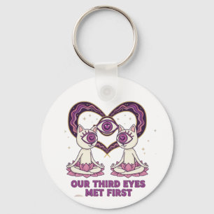 Mystical Third eye cats personalized spiritual Keychain
