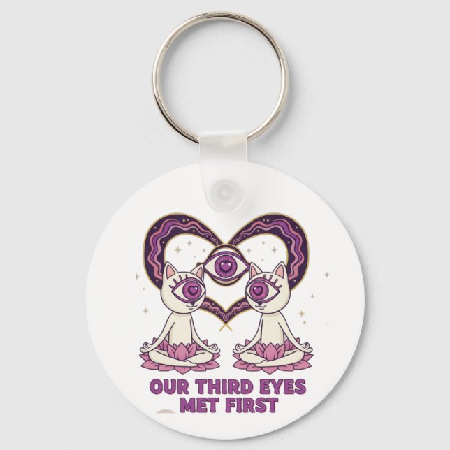 Mystical Third eye cats personalized spiritual Keychain (Front)