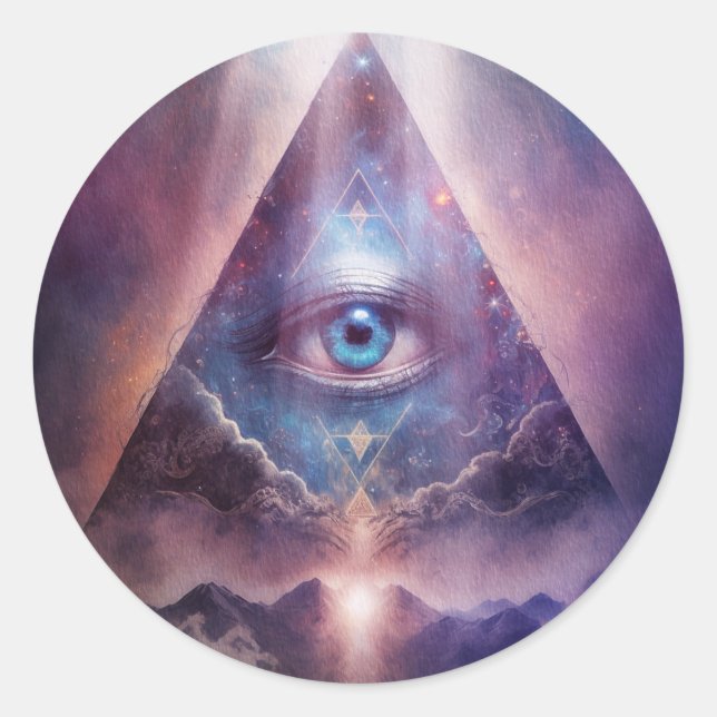 Mystical Third Eye, Spiritual Classic Round Sticker (Front)