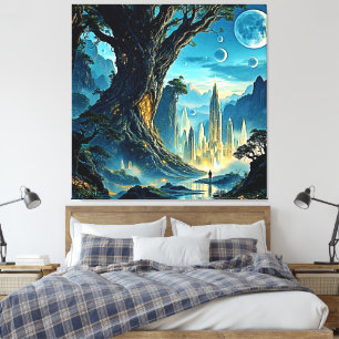 Mystical Tree City Dreamscape Canvas Print