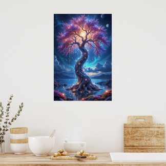 Mystical Tree of Life and Celestial Garden Poster