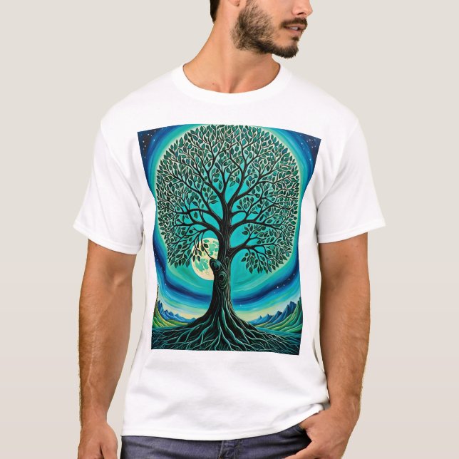 Mystical Tree of Life Moonlit T-Shirt (Front)