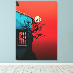 Mystical Twilight Window Scene Canvas Print