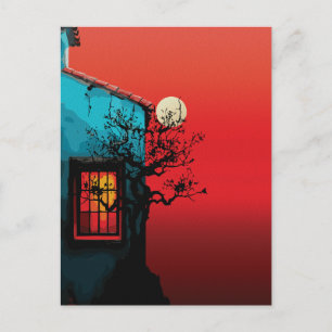 Mystical Twilight Window Scene Postcard