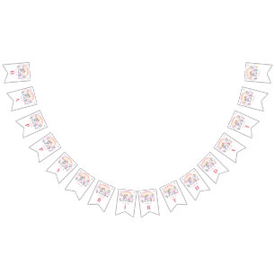 Mystical Unicorn Floral Girl 1st Birthday Party Bunting Flags