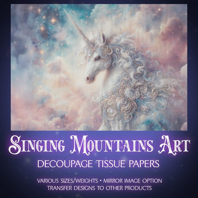Mystical Unicorn Galaxy Sky Decoupage  Tissue Paper (Creator Uploaded)
