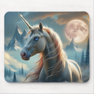 Mystical Unicorn in Enchanted Mountains Mouse Pad