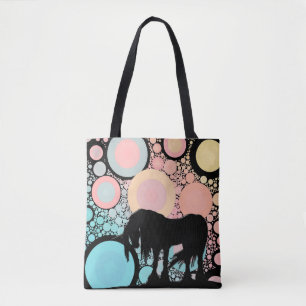 Mystical Unicorn (pink & teal circles) Tote Bag