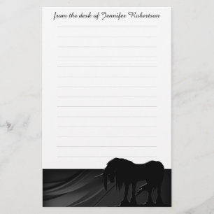 Mystical Unicorn w/lines (black swirl) Stationery