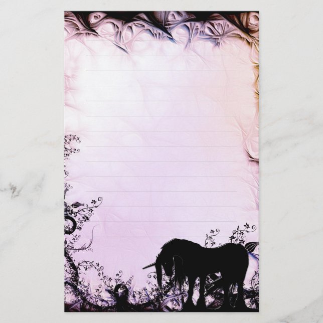 Mystical Unicorn w/lines (mystical) Stationery (Front)
