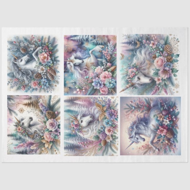 Mystical Unicorns Set Decoupage Tissue Paper (Front)