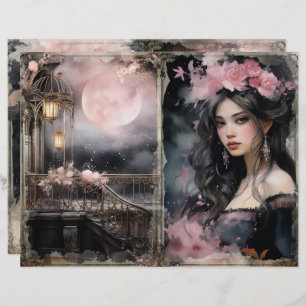 Mystical Victorian Lady Pink Junk Journal Page