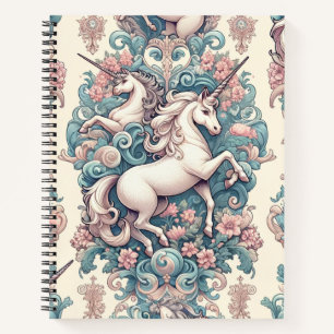 Mystical Victorian Unicorns: Enchanted Floral  Notebook