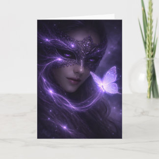Mystical Violet Masquerade Butterfly Fantasy Card