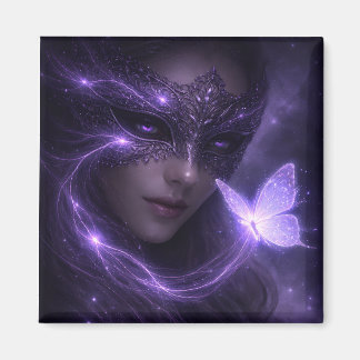 Mystical Violet Masquerade Butterfly Fantasy Magnet