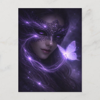 Mystical Violet Masquerade Butterfly Fantasy Postcard
