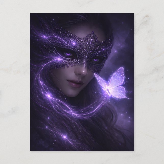 Mystical Violet Masquerade Butterfly Fantasy Postcard (Front)