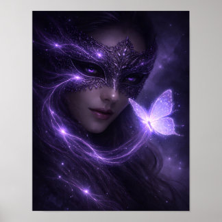 Mystical Violet Masquerade Butterfly Fantasy Poster
