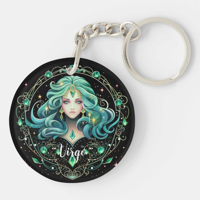 Mystical Virgo Zodiac Artwork  Keychain (Back)