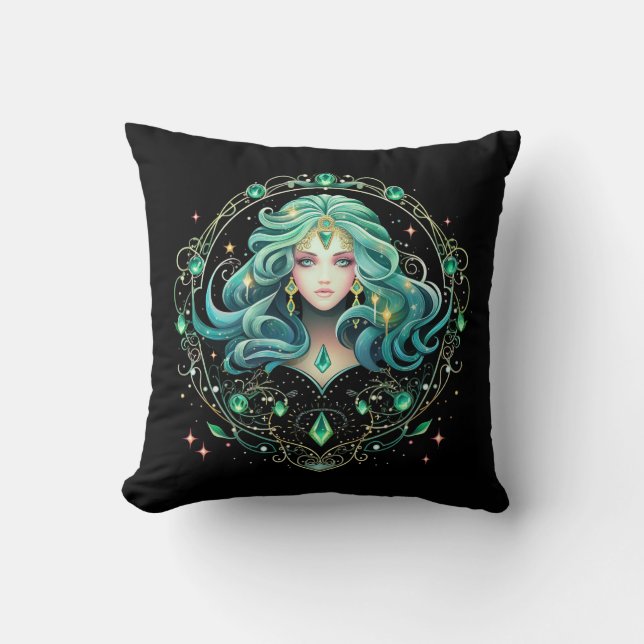 Mystical Virgo Zodiac Artwork  Throw Pillow (Front)