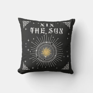 Mystical W Fortune Tarot The Sun Halloween Gothic Throw Pillow