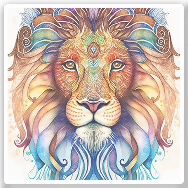 Mystical Watercolor Lion